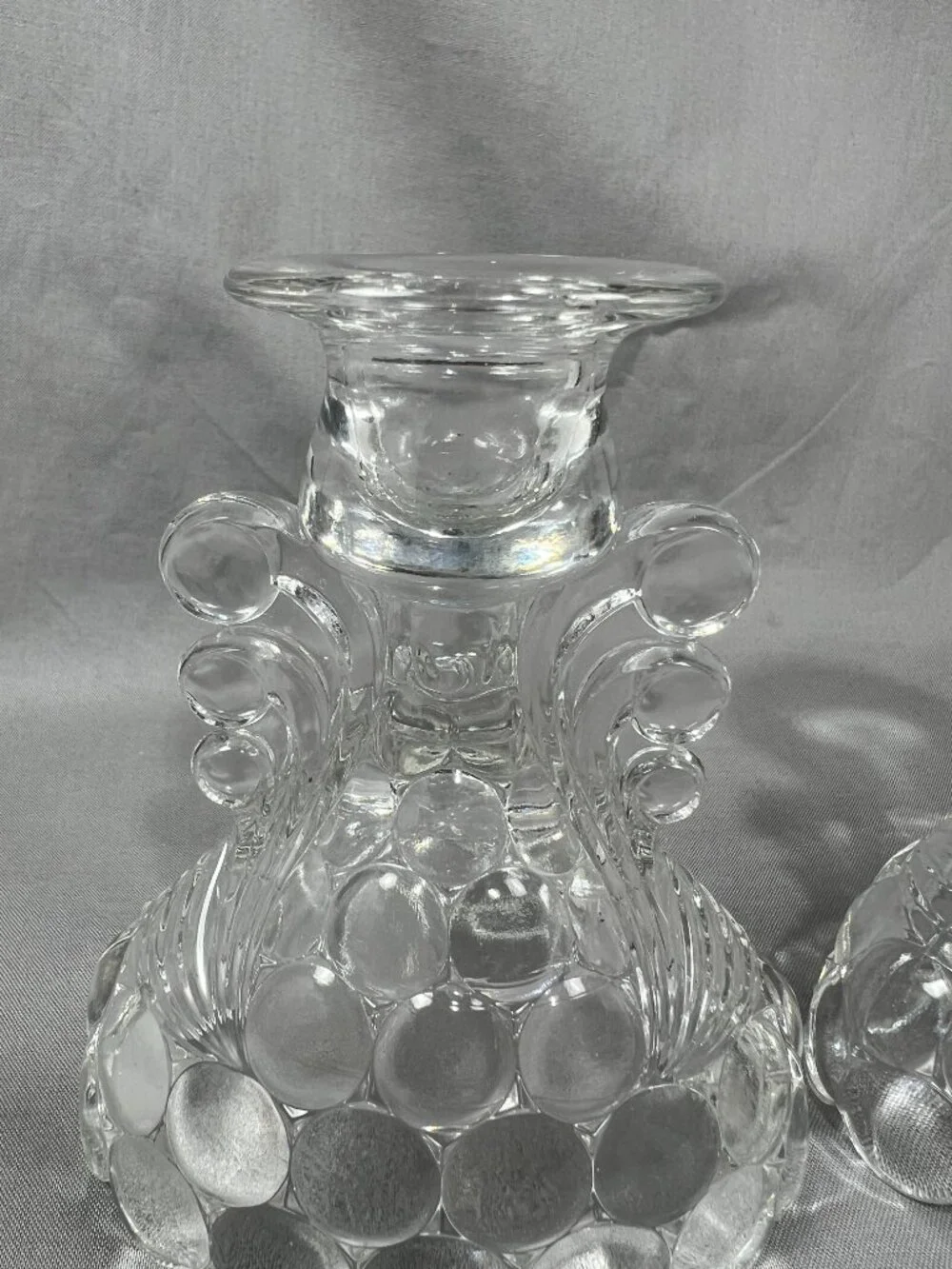 Vtg Pair Westmoreland Thousand Eye Bubble Glass Reversible Candle Holder Vase